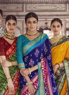 BK Rewaa Patola Silk Wedding Wear Hand Printed With Heavy Jacquard Border and swarovski work Saree Collection